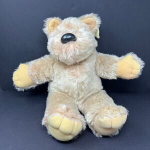 Heartline Dog Plush Beige 16" Vintage Stuffed Puppy Hard Nose 1983